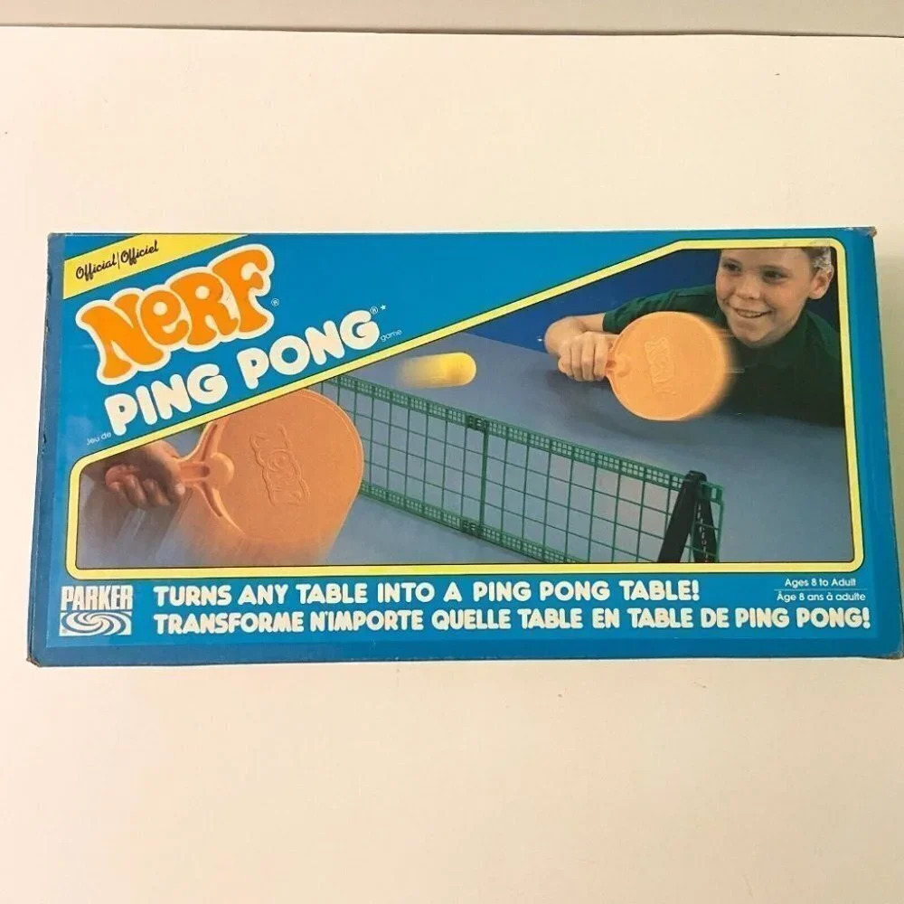 Vintage 1987  Nerf Ping Pong Table Tennis With Instructions and Original Box